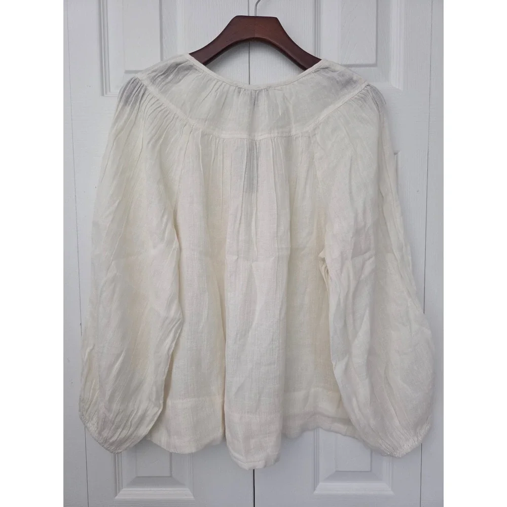 J. Crew Hampton Linen Blend Tunic Top Peasant Womens M Ivory NWT $98 CS390